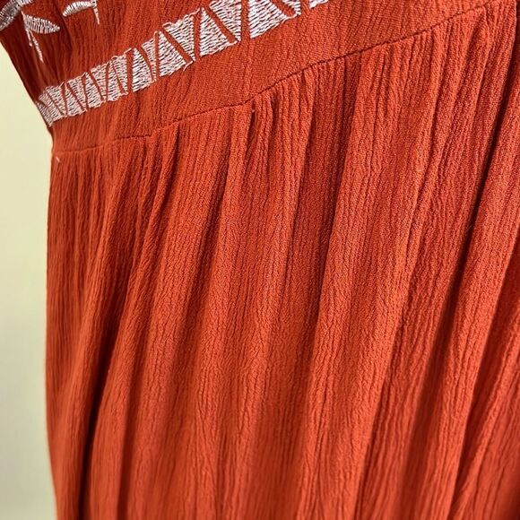 Shein Burnt Orange Embroidered Boho Dress - Size 1XL - Picture 6 of 10